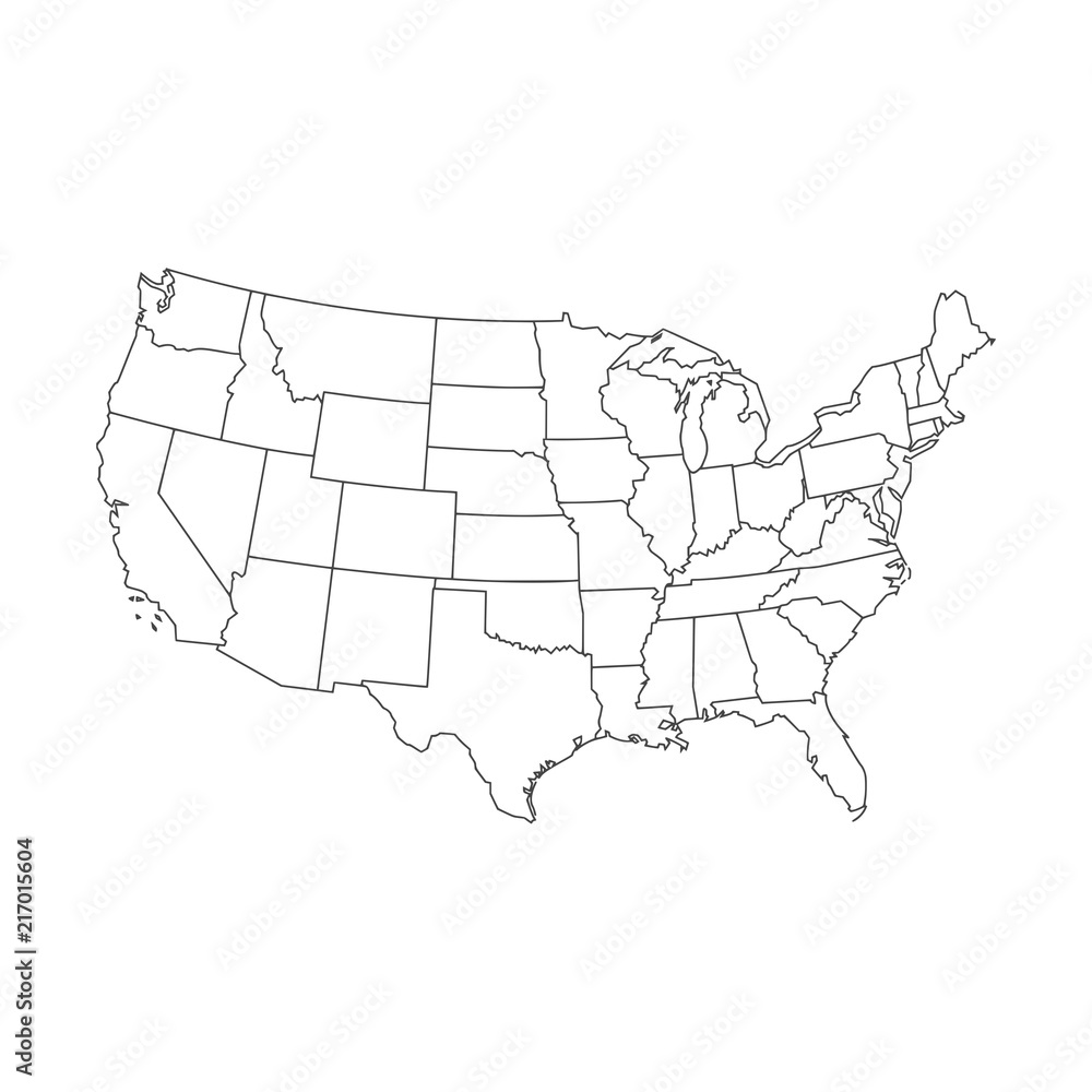 Fototapeta premium Mapa Stanów Zjednoczonych Ameryki