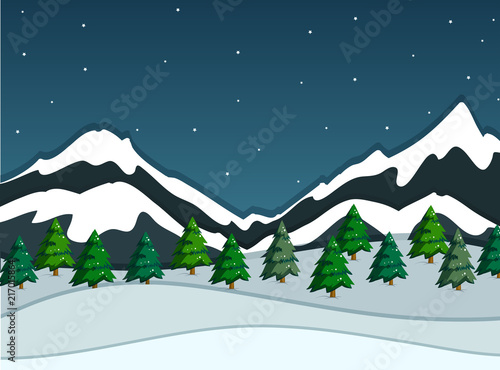 A snowy mountain landscape