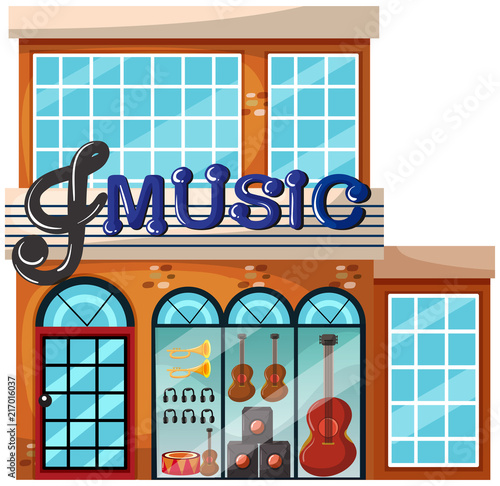 Exterior of large music shop