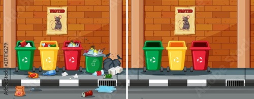 Before and after cleaning dirty street
