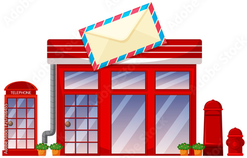 Postoffice shop on white background