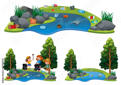 A set of dirty and clean river