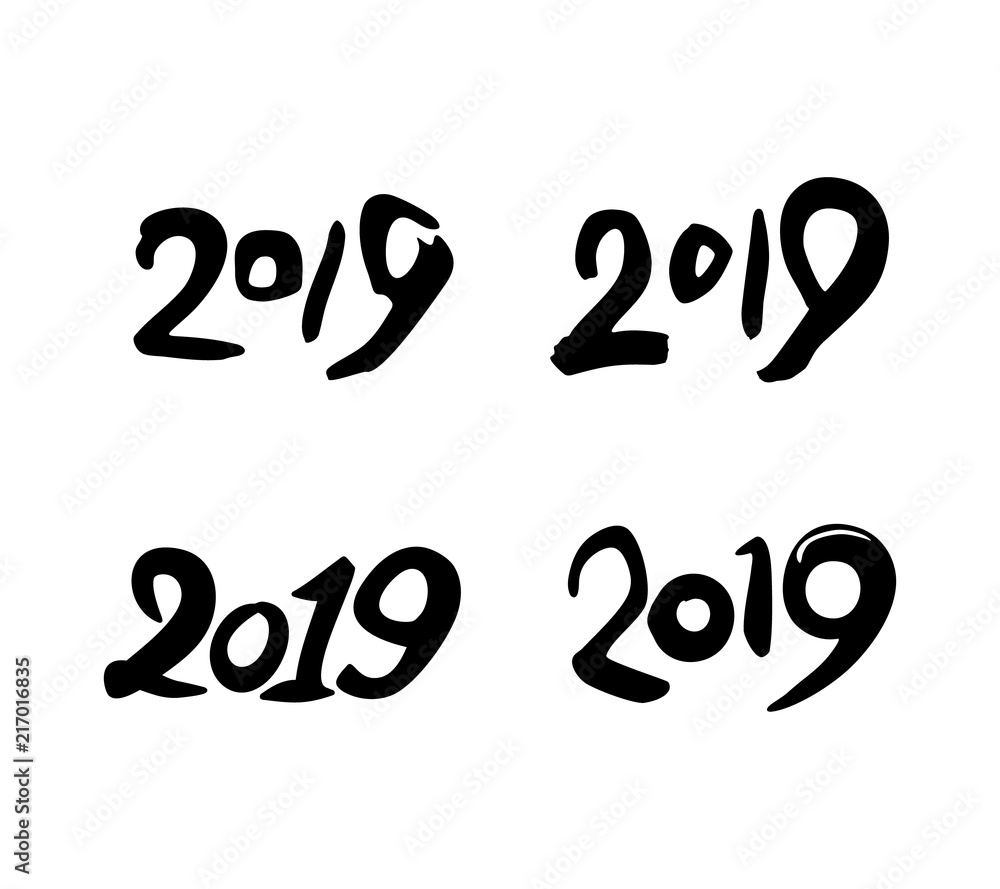 Set of four blot figures 2019 to the calendar of the coming year. Vector template design. Set of four blot figures 2019 to the calendar of the coming year. Vector template design.