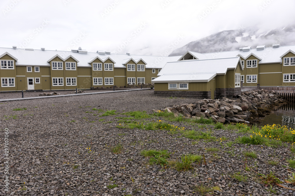 Wooden houses in Siglufjördur, former center of herring fishing in the north of Iceland
