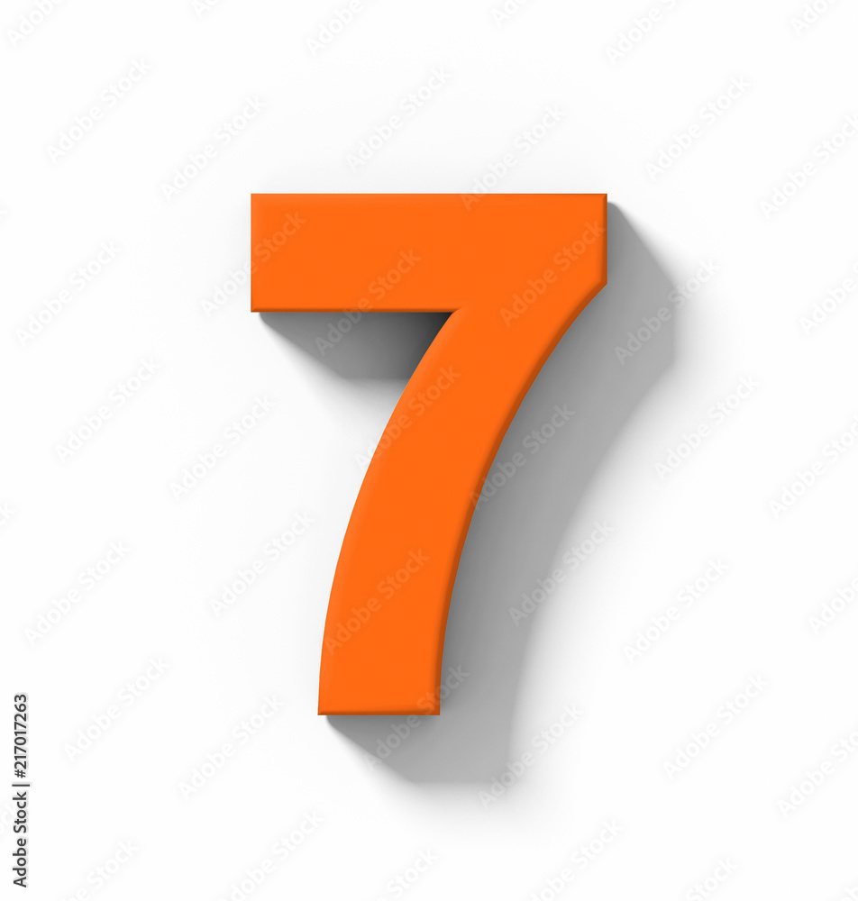 number 7 3D orange isolated on white with shadow - orthogonal projection number 7 3D orange isolated on white with shadow - orthogonal projection
