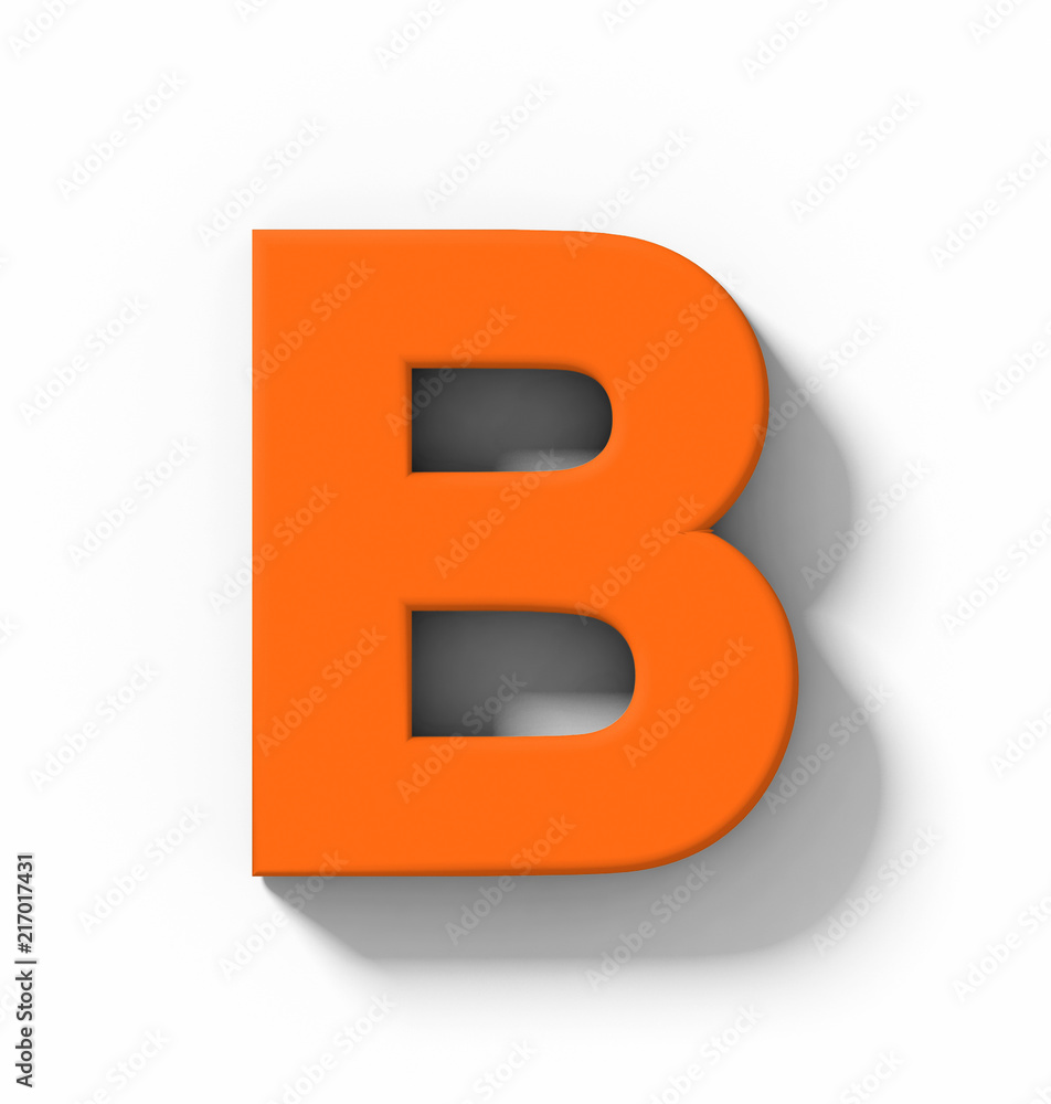 letter B 3D orange isolated on white with shadow - orthogonal projection letter B 3D orange isolated on white with shadow - orthogonal projection