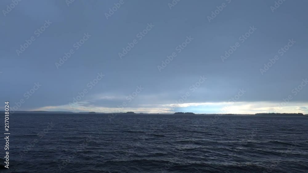 A big river in the evening in bad weather.(with sound) A big river in the evening in bad weather.(with sound)