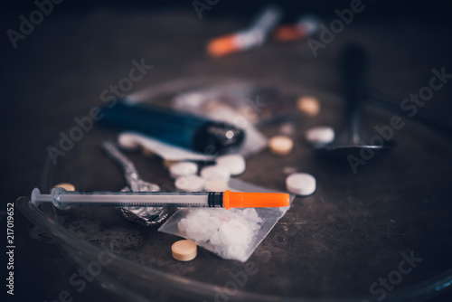 фотографія Drug paraphernalia,Flakka drug or zombie drug is dangerous life-threatening,Thai