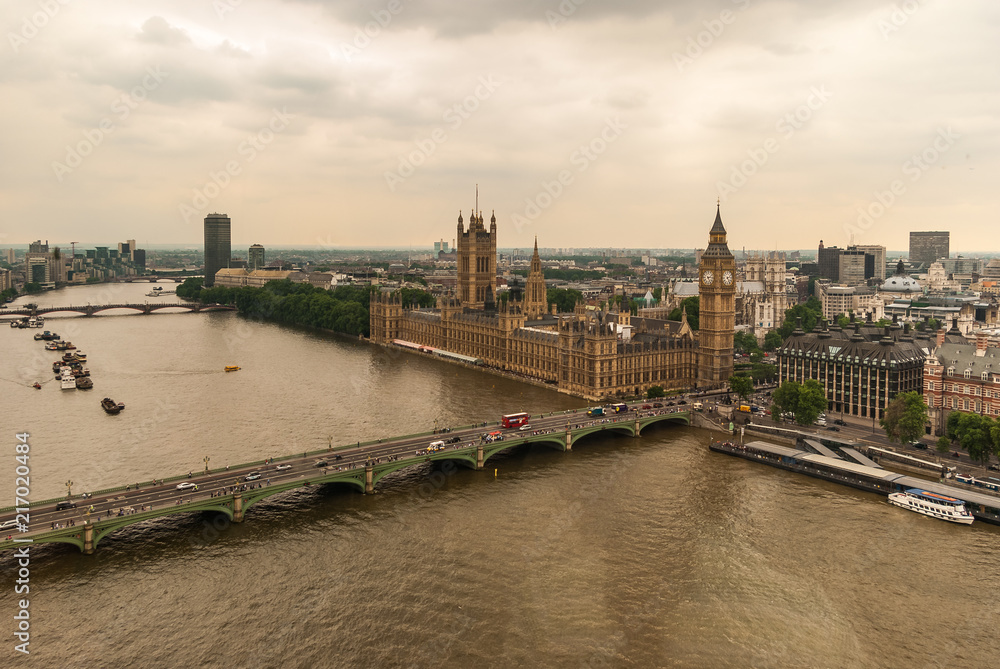 The Palace Westminster or The Parliament with the River Thames in London, United Kingdom