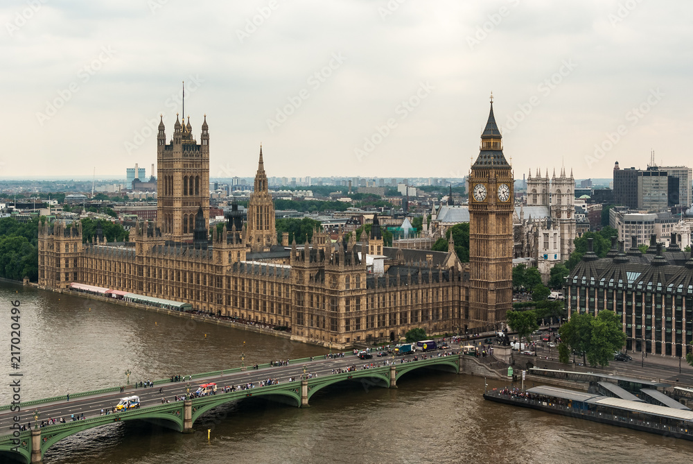 The Palace Westminster or The Parliament with the River Thames in London, United Kingdom
