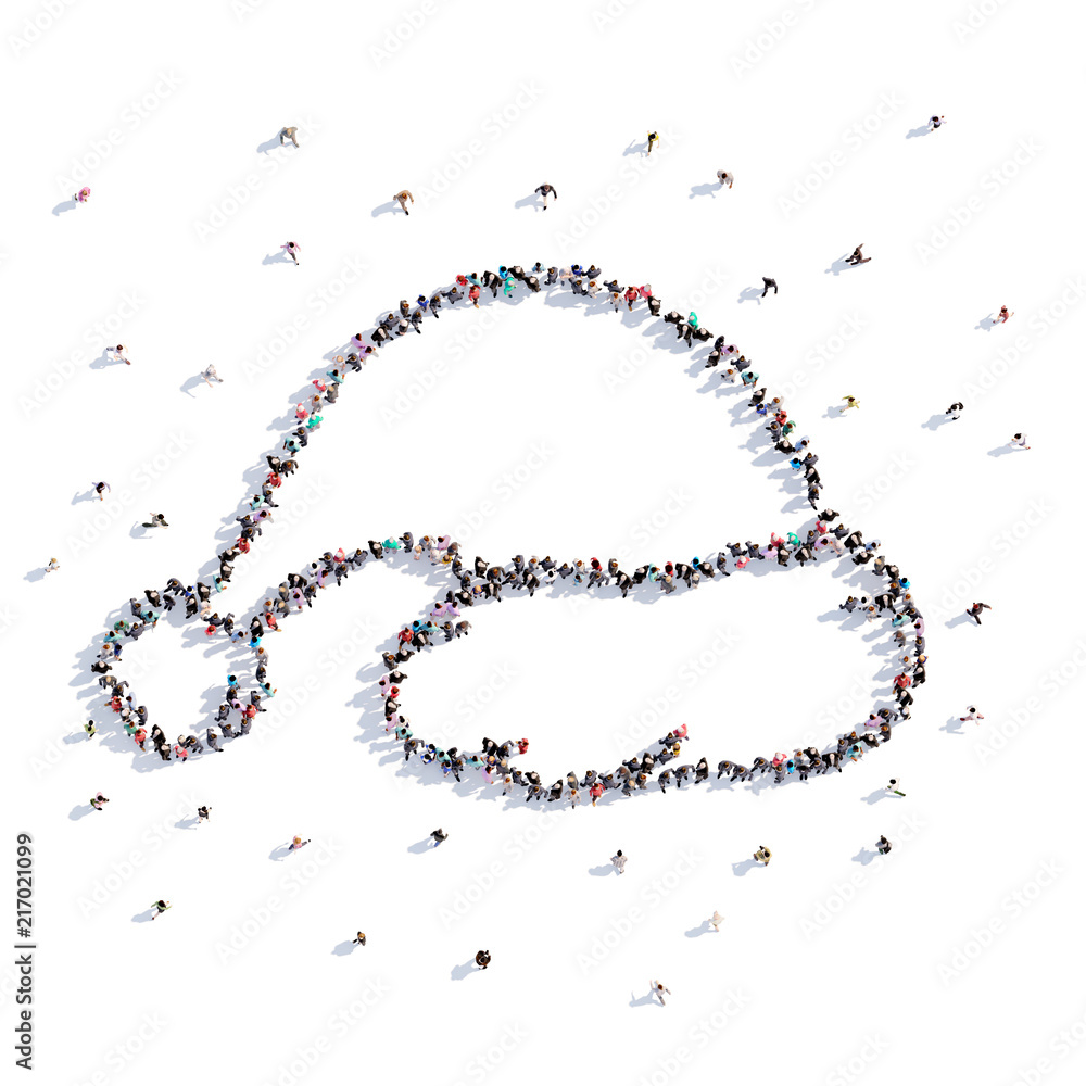 A lot of people form Christmas, Santa Claus hat, icon . 3d rendering.