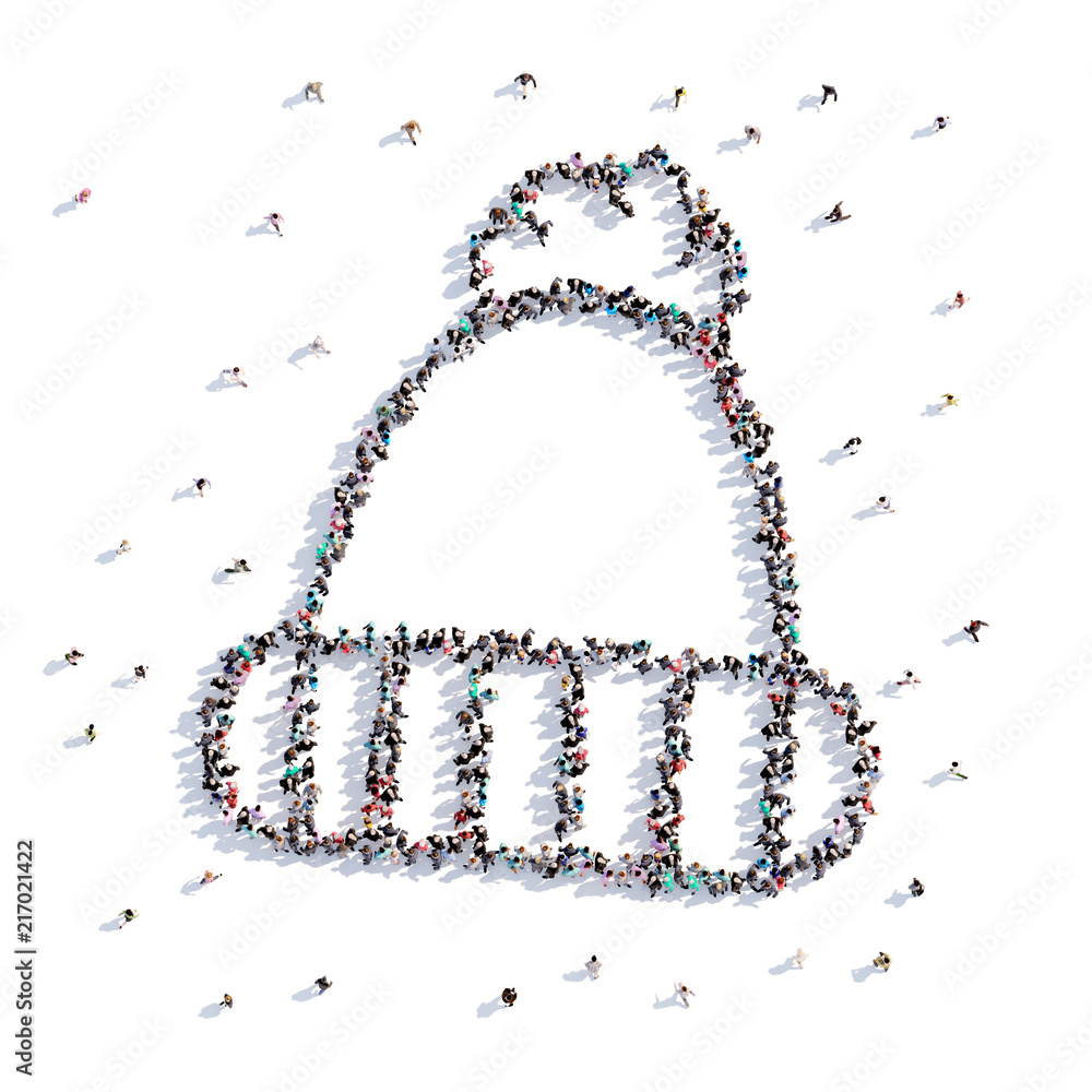 A lot of people form Christmas, winter hat, icon . 3d rendering. A lot of people form Christmas, winter hat, icon . 3d rendering.