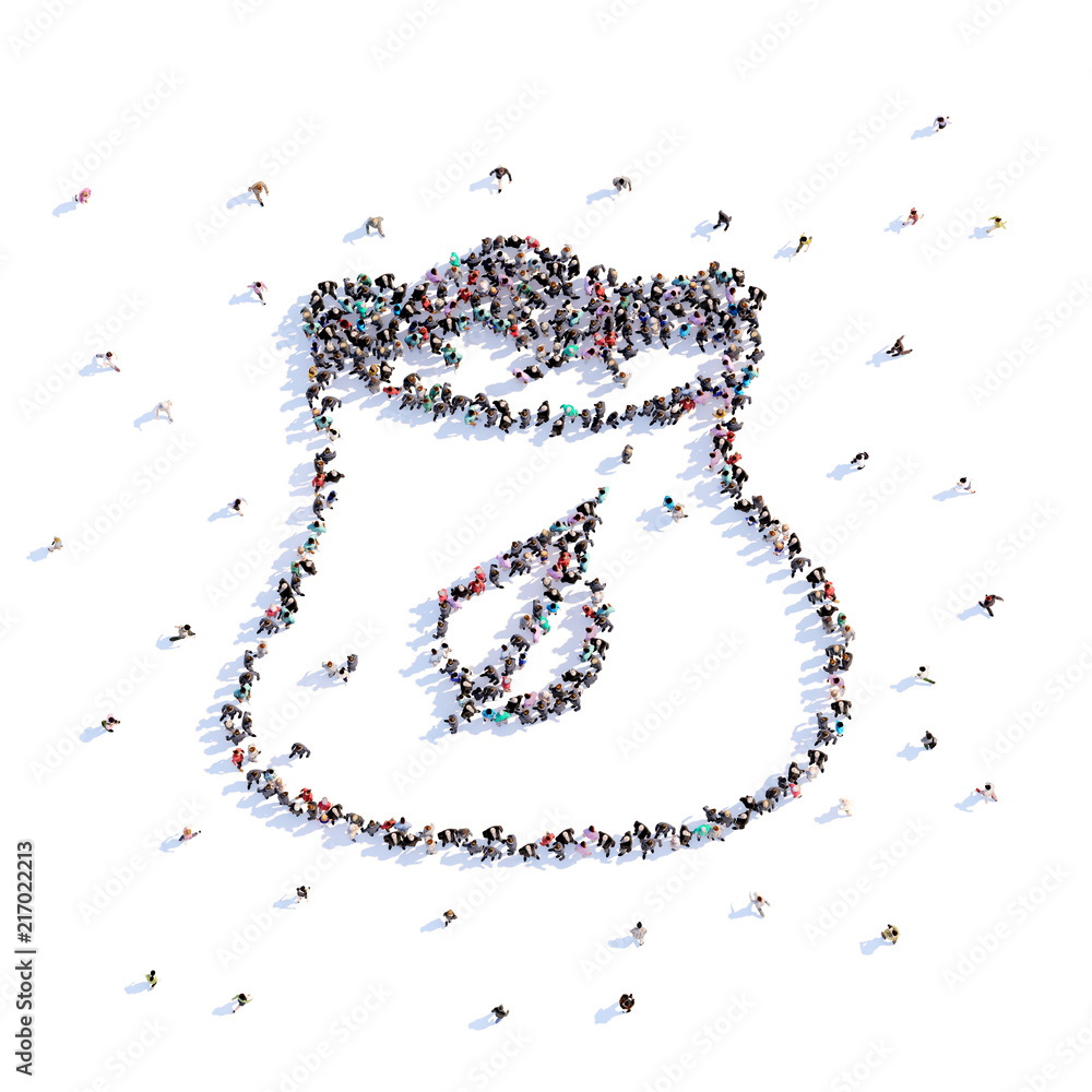 A lot of people form bag, farming, farming, icon . 3d rendering. A lot of people form bag, farming, farming, icon . 3d rendering.