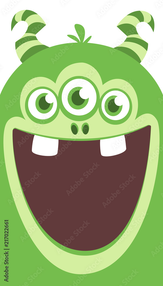 Cartoon green horned monster. Vector illustration isolated Cartoon green horned monster. Vector illustration isolated