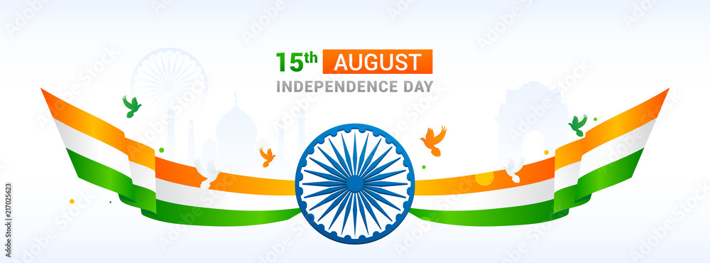 15th August, Indian Independence Day Banner Vector illustration. Ashoka ...