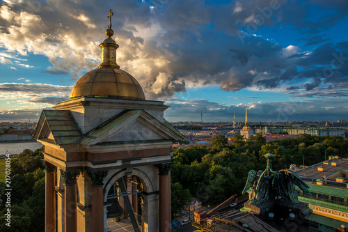 Sunset. View from Saint Isaac's Cathedral in St. Petersburg, Russia.