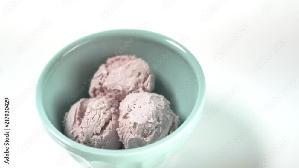 Rack focus close up shot of delicious bowl of ice cream Rack focus close up shot of delicious bowl of ice cream