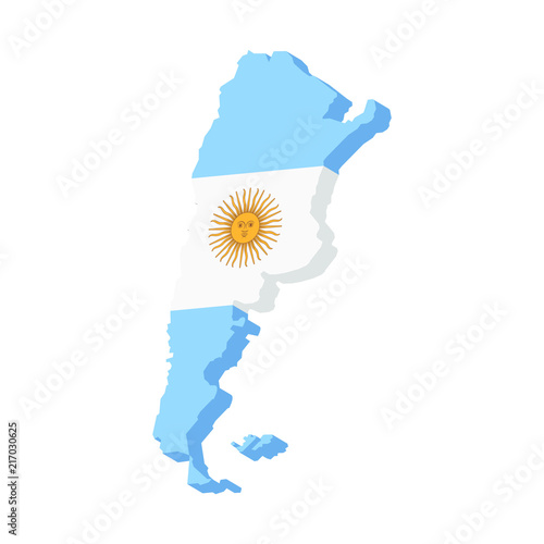 Map of Argentina with flag, vector illustration