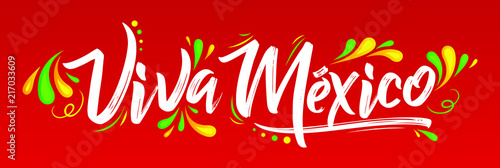 Viva Mexico, traditional mexican phrase holiday, lettering vector illustration