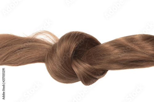 Knot of brown hair, isolated on white