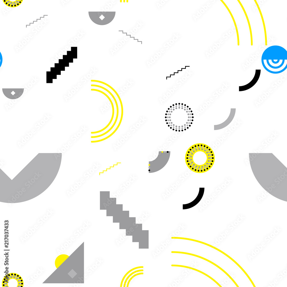 Fototapeta premium Elementary shapes chaotic seamless pattern