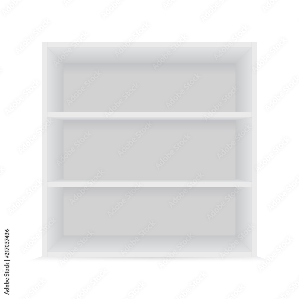 Blank white shelves on a white background. Blank white shelves on a white background.