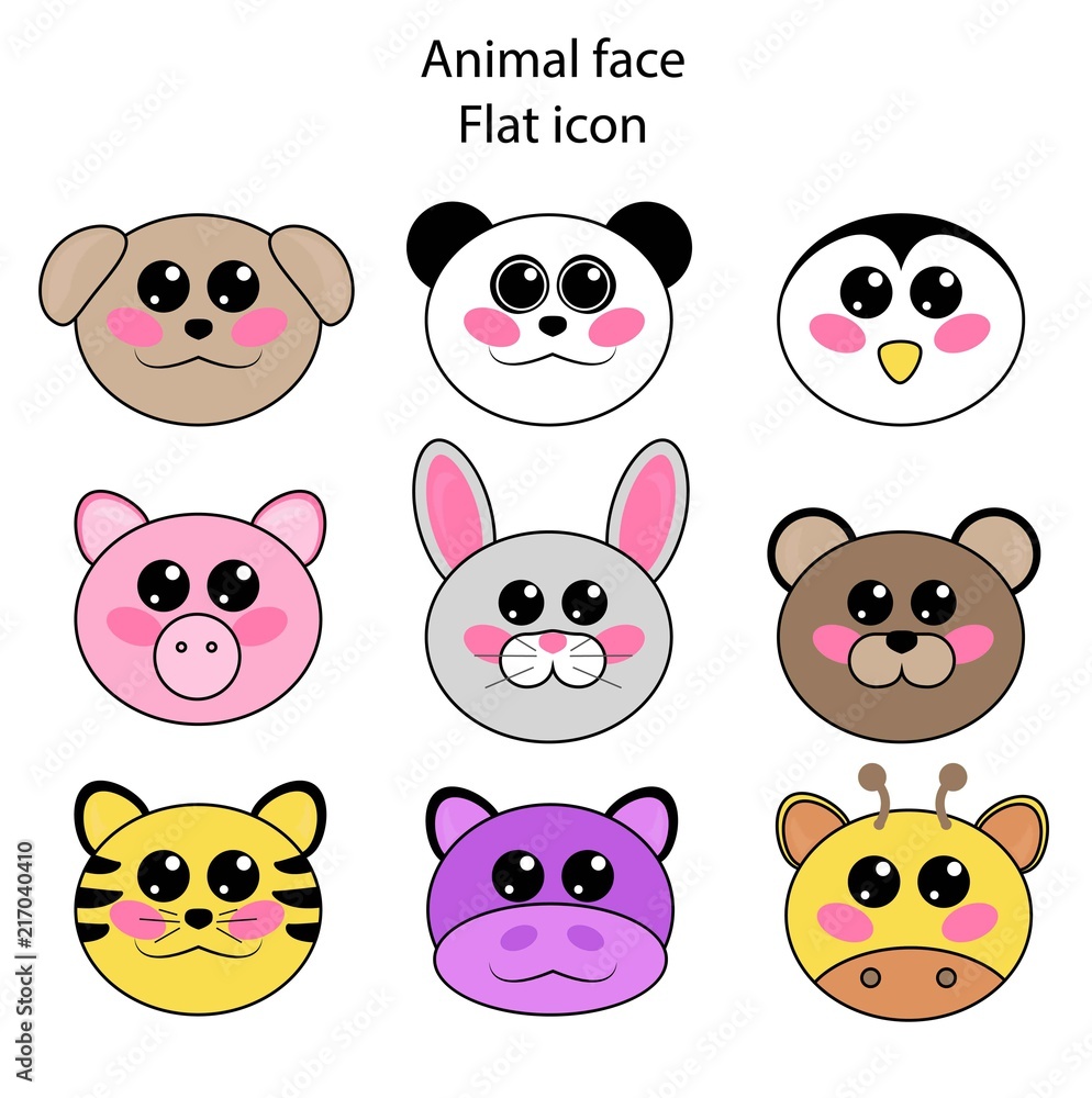 Animal face flat icon Animal face flat icon