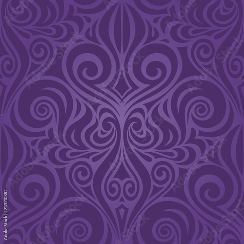 Violet purple Flowers, ornate vintage seamless pattern Floral background trendy fashion design