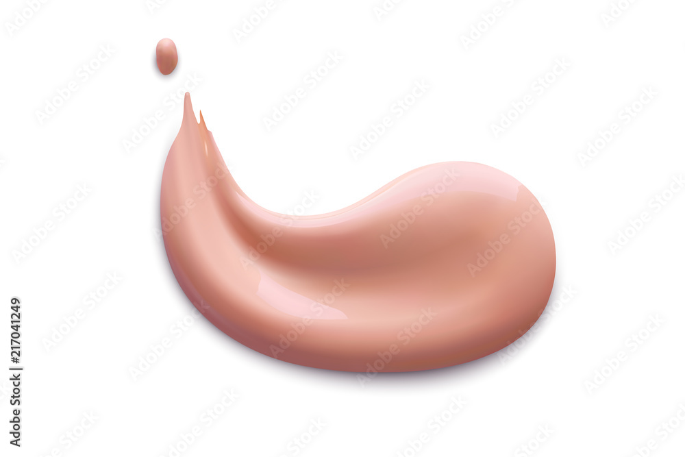 Fototapeta premium Cosmetic liquid foundation cream smudge smear strokes. Make up template smears isolated on white background.