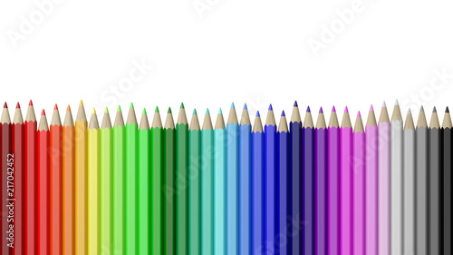 Rainbow of Colorful Pencils Aligned