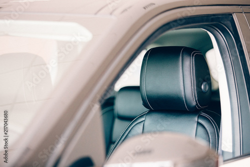 Wallpaper Mural Leather upholstered car headrest Torontodigital.ca