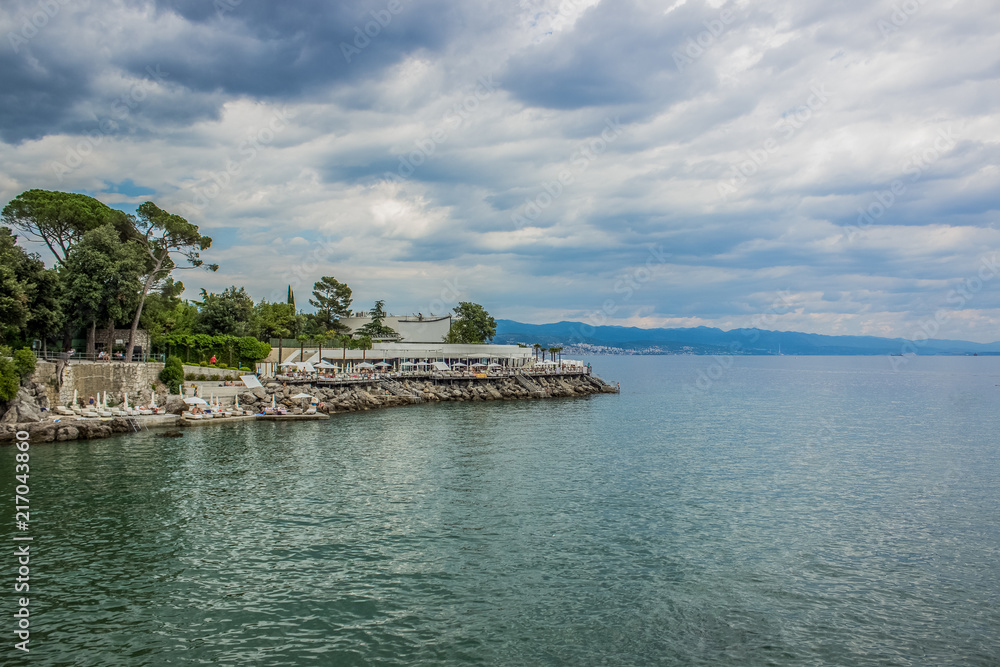 Naklejka premium resort waterfront tropic city district with space for walk near sea