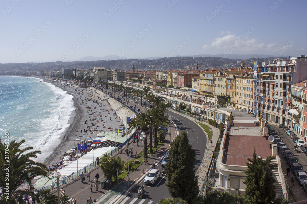 Overview of Nice from the Castle Hill, France