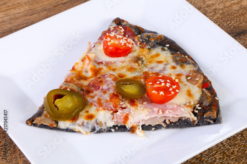 Pizza pepperoni with pepper