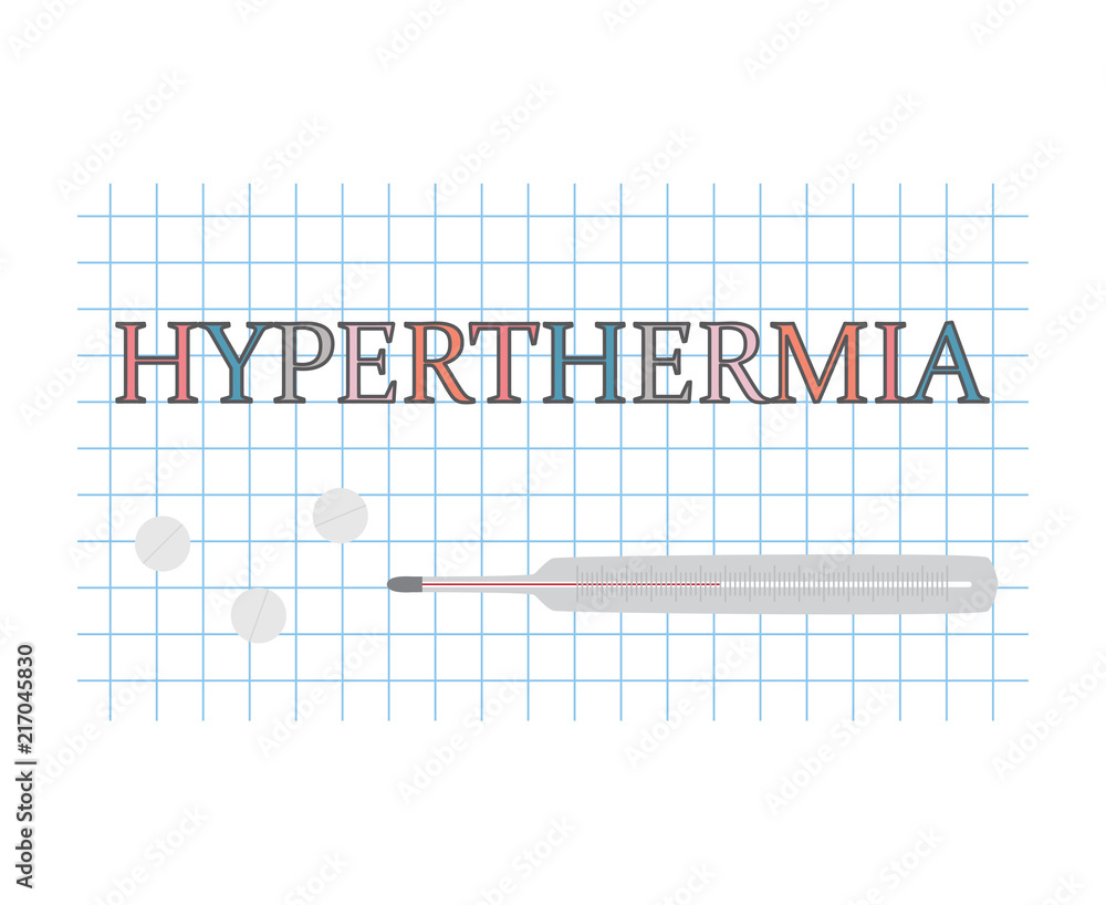 Hyperthermia word on checkered paper sheet- vector illustration