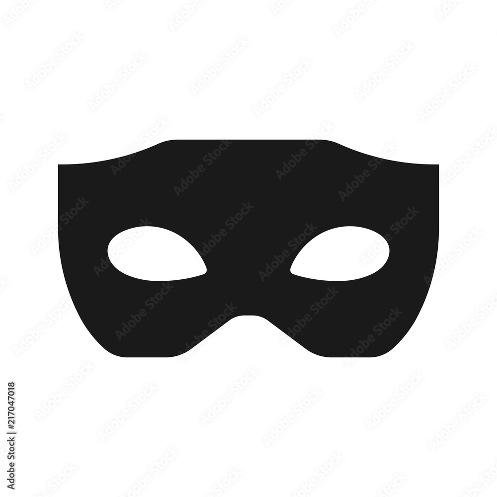 Simple, black masquerade mask. Silhouette icon. Isolated on white Stock  Vector | Adobe Stock