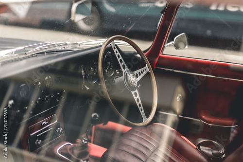 Vintage sports car interior photo