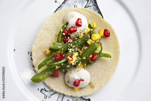 Vegetable and fruit taco with Fresco cheese