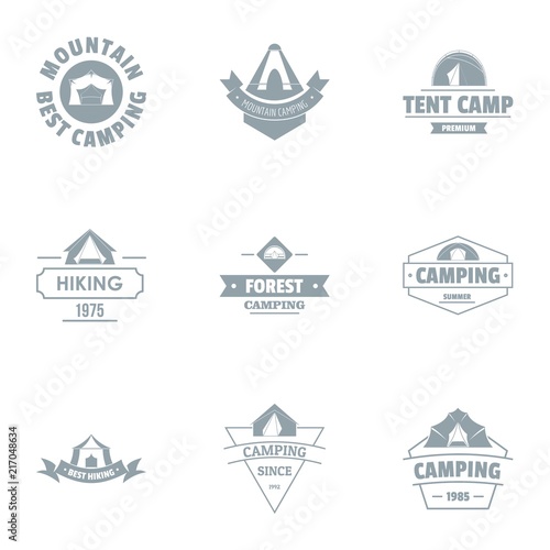Camping tent logo set. Simple set of 9 camping tent vector logo for web isolated on white background