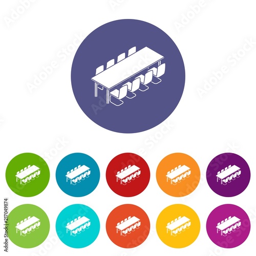 Long meet table icons color set vector for any web design on white background
