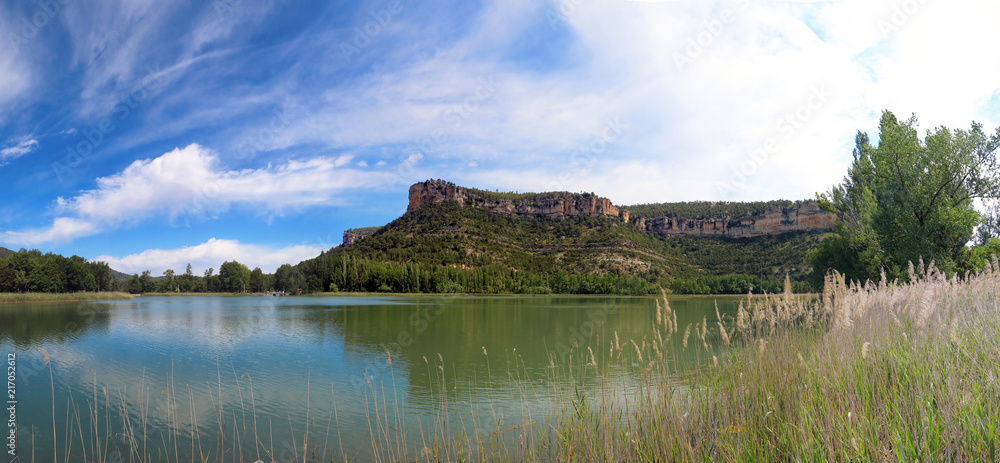 Beautiful panoramic view of the lake of Uña, in the province of Cuenca, Spain
