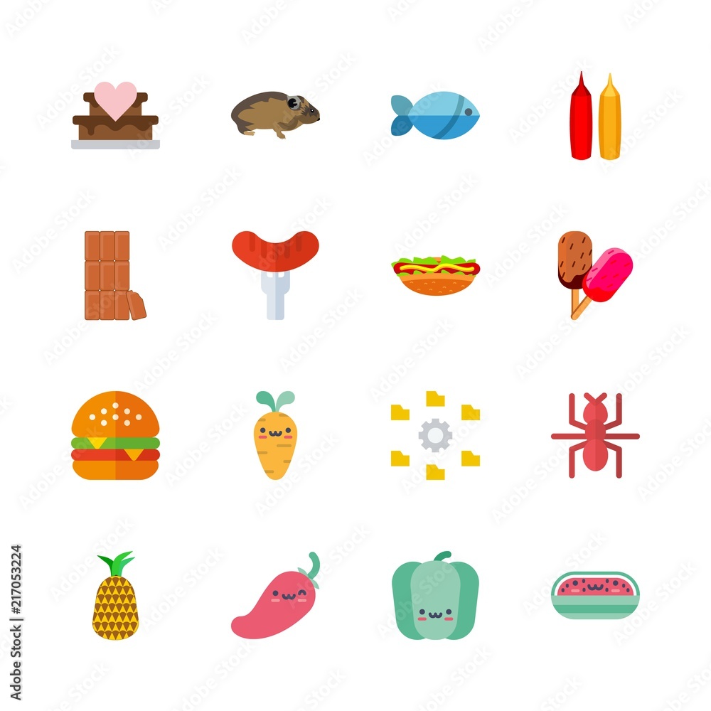 food icons set. bridal, colorful, block and plate graphic works
