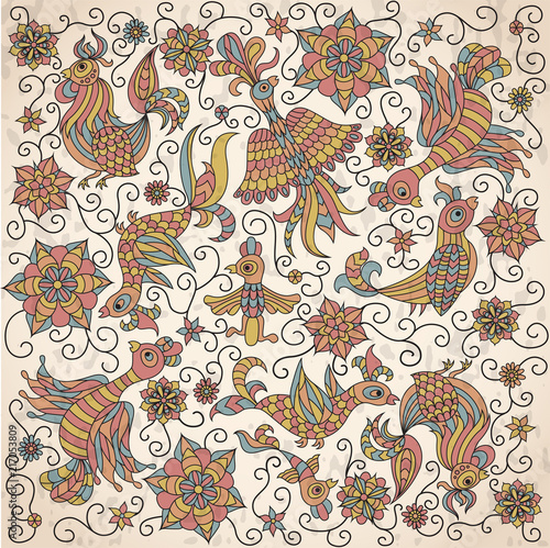 Birds vector design ornament pattern