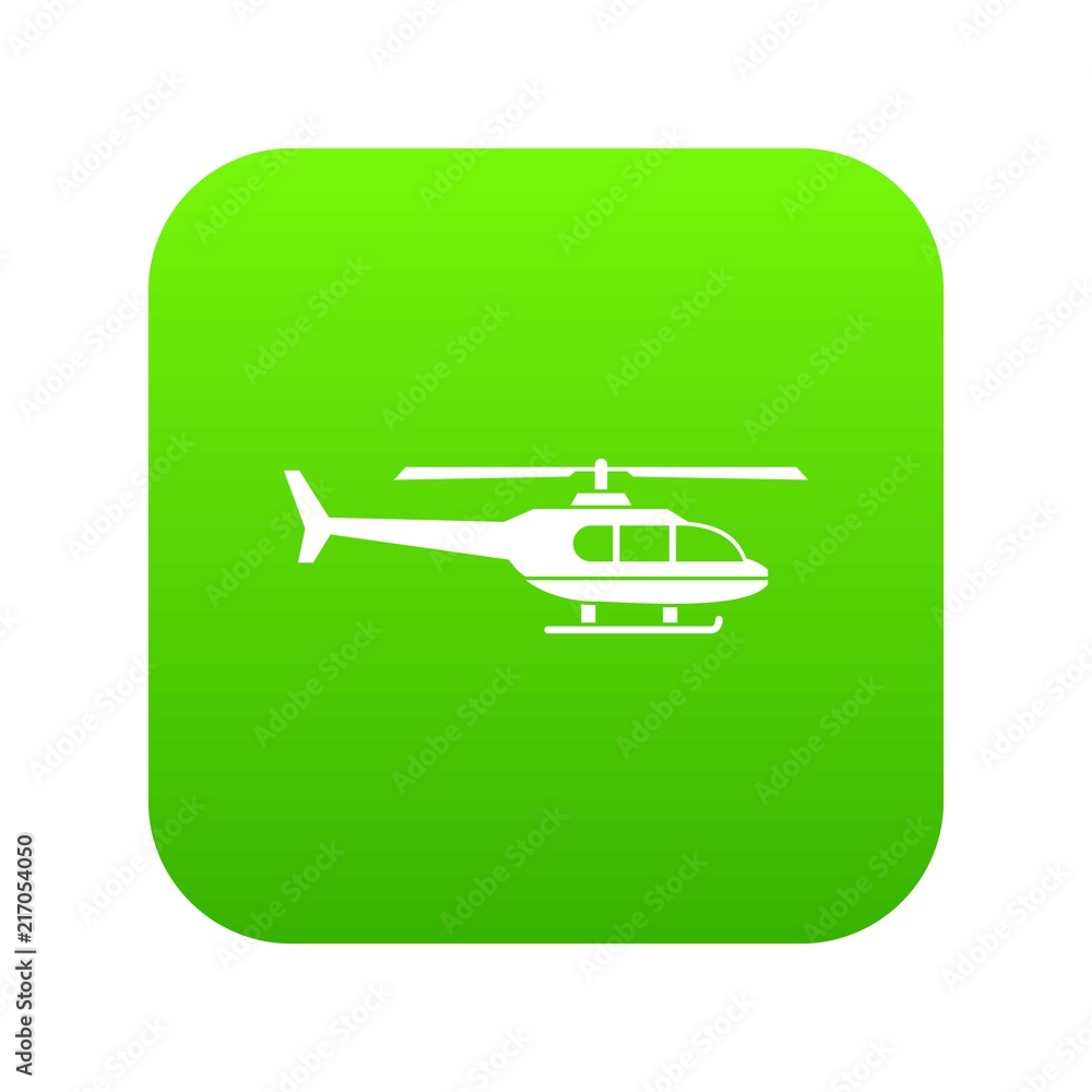 Military helicopter icon digital green for any design isolated on white vector illustration Military helicopter icon digital green for any design isolated on white vector illustration