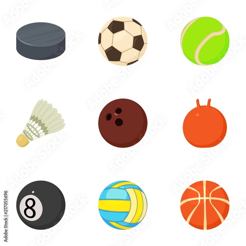 Sport ball icons set. Cartoon set of 9 sport ball vector icons for web isolated on white background