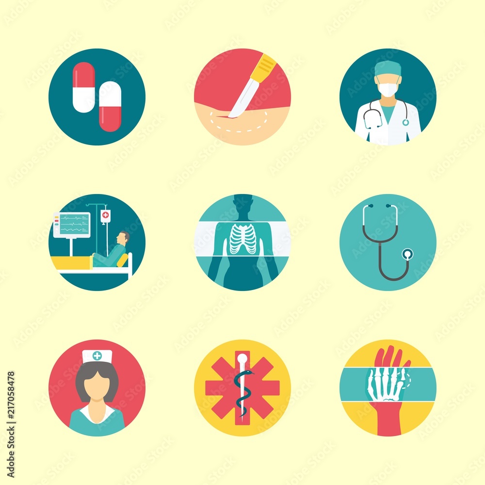 Fototapeta premium 9 hospital icons set