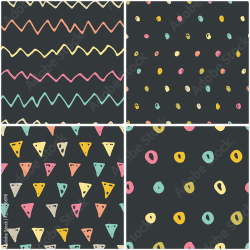 Handdrawn pattern set.