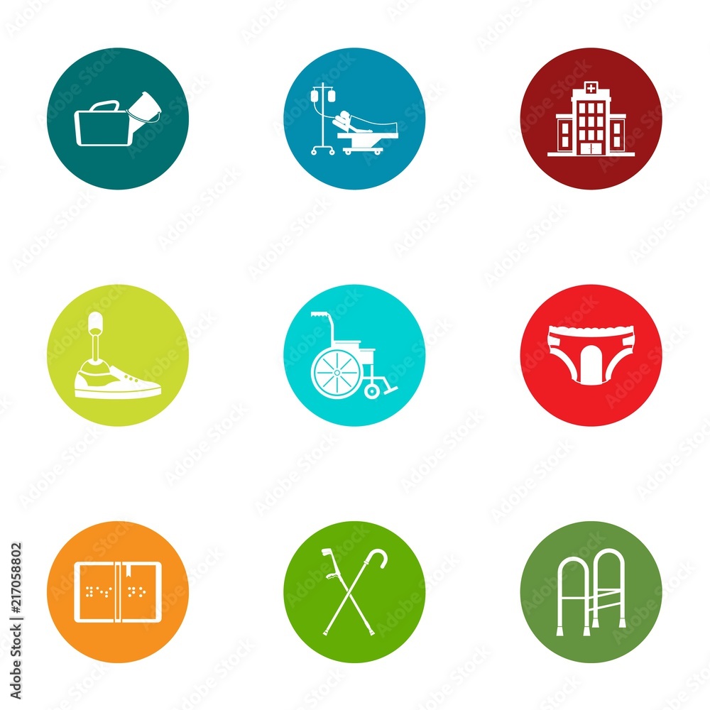 Therapist icons set. Flat set of 9 therapist vector icons for web isolated on white background