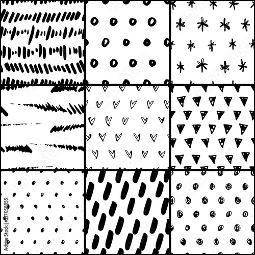 Handdrawn pattern set.
