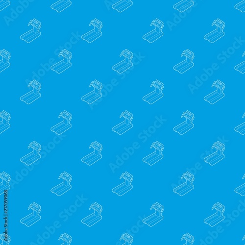 Treadmill running, gym equipment pattern vector seamless blue repeat for any use